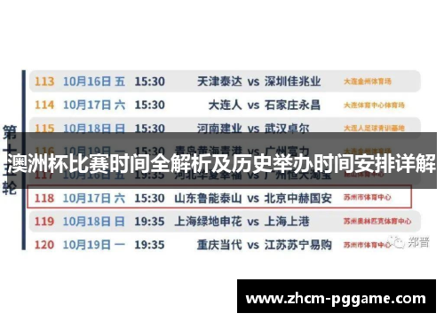 澳洲杯比赛时间全解析及历史举办时间安排详解